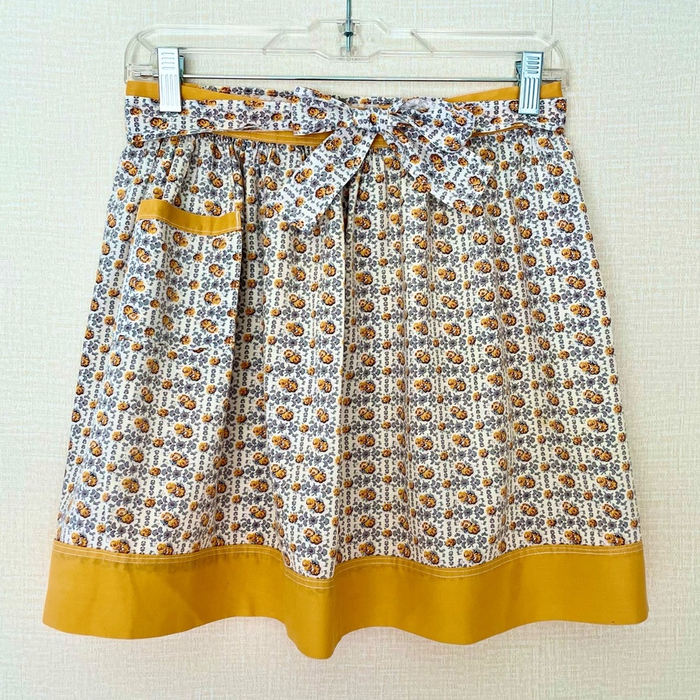 Vintage Handmade Floral Skirt Apron with Long Ties